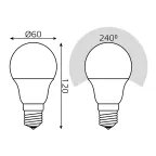 Лампа светодиодная LED 10Вт E27 220В 2700К/4100К СТС A60 | 102502110-T | Gauss