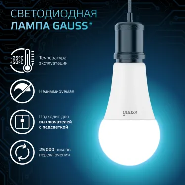 Лампа светодиодная Black LED A70 22W E27 1640lm 4100K | 102502222 | Gauss