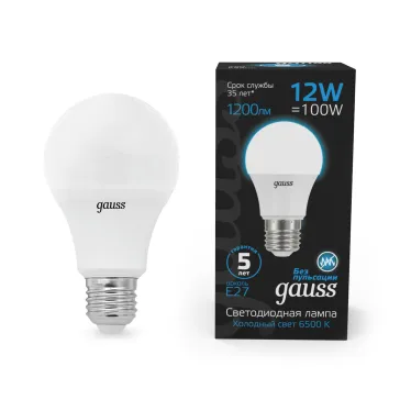 Лампа светодиодная A60 12W 1200lm 6500K E27 LED 1/10/50 | 102502312 | Gauss