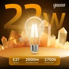 Лампа светодиодная Filament А70 22W 2000lm 2700К Е27 LED 1/10/40 | 102902122 | Gauss