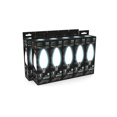 Лампа светодиодная Black LED Filament Свеча OPAL E14 5W 450lm 4100К | 103201205 | Gauss