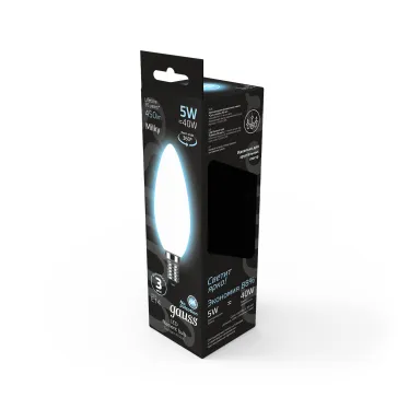 Лампа светодиодная Black LED Filament Свеча OPAL E14 5W 450lm 4100К | 103201205 | Gauss