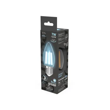 Лампа светодиодная Filament Свеча 7W 580lm 4100К Е27 LED 1/10/50 | 103802207 | Gauss