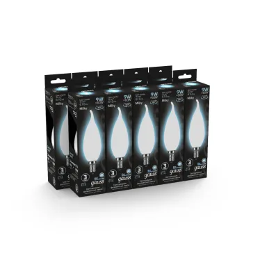 Лампа светодиодная Filament Свеча на ветру 9W 610lm 4100К Е14 milky LED 1/10/50 | 104201209 | Gauss