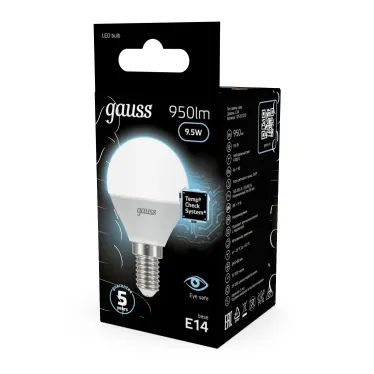 Лампа светодиодная LED 9.5Вт E14 220В 4100К Globe | 105101210 | Gauss