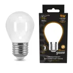 Лампа светодиодная Filament Шар 9W 590lm 3000К Е27 milky LED 1/10/50 | 105202109 | Gauss