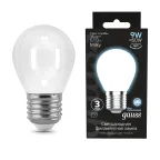 Лампа светодиодная Filament Шар 9W 610lm 4100К Е27 milky LED 1/10/50 | 105202209 | Gauss