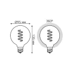 Лампа светодиодная Black LED Filament G95 Flexible E27 6W Golden 360lm 2400К | 105802007 | Gauss