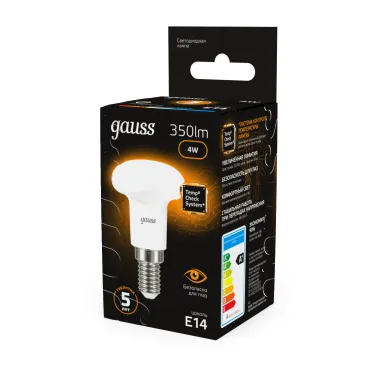 Лампа светодиодная LED 4Вт E14 220В 2700К Reflector R39 | 106001104 | Gauss