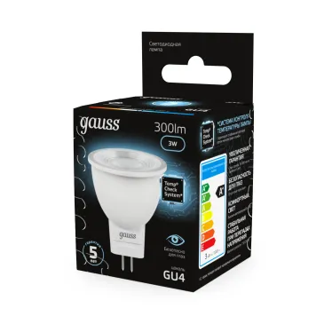 Лампа светодиодная LED 3Вт GU4 220В 4100К MR11 d35х45мм | 132517203 | Gauss
