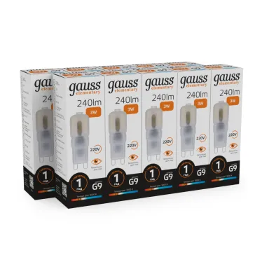 Лампа светодиодная Elementary G9 AC220-240V 3W 240lm 3000K пластик LED 1/10/200 | 14913 | Gauss