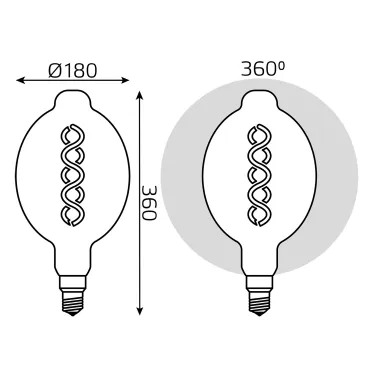 Лампа светодиодная LED Vintage Filament Flexible BT180 8W E27 180*360mm Amber 620lm 2400K 1/6 | 152802008 | Gauss