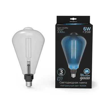 Лампа светодиодная LED Vintage Filament Straight ST164 6W E27 164*297mm Gray 330lm 4000K 1/6 | 157802205 | Gauss