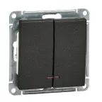 W59 Черный бархат Выключатель2-клавишный, с подсветкой 10АХ | VS510-251-6-86 | SE