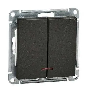 W59 Черный бархат Выключатель2-клавишный, с подсветкой 10АХ | VS510-251-6-86 | SE