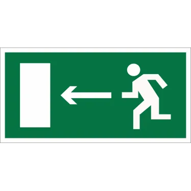 Пиктограмма (Пластина) Напр. к эвакуационному выходу налево  BL-3015B.E04 300х150 для FLAG, ICEBERG, IDON, KONTUR, REGATA  | a14582 | Белый свет