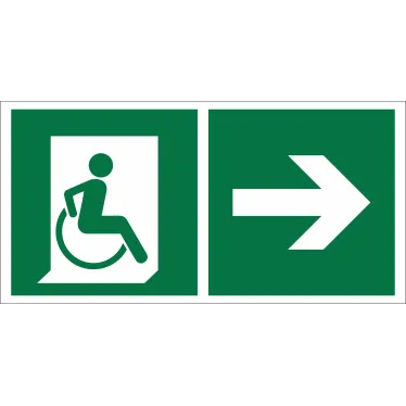 Знак безопасности BL-3015A.E73"Напр. движения к эвакуац. выходу МГН направо" | a18560 | Белый свет