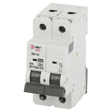 Автоматический выключатель PRO VA63-2P25D6 ВА47-63 2P 25А кривая D 6кА  | Б0063215 | ЭРА