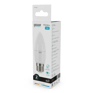 Лампа светодиодная Elementary Свеча 12W 950lm 4100K E27 LED 1/10/100 | 30222 | Gauss