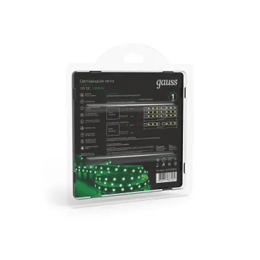 Лента светодиодная 2835/60-SMD 4.8W  12V DC зеленый (блистер 5м) | 312000605 | Gauss