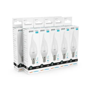 Лампа светодиодная LED 8Вт E14 220В 4100К Elementary свеча на ветру | 34128 | Gauss