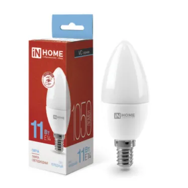 Лампа светодиодная LED-СВЕЧА-VC 11Вт 230В Е14 6500К 990Лм | 4690612024844 | IN HOME