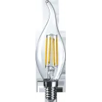 Лампа светодиодная LED 6Вт Е14 230В 2700К NLL-F-FC35-6-230-2.7K-E14 свеча на ветру прозрачная | 61355 | Navigator