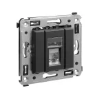 Компьютерная розетка RJ-45 в стену, кат.5e одинарнаяэкранированная,''Avanti'', ''Черный матовый''