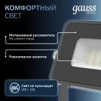 Прожектор светодиодный Qplus 10W 850lm 6500K 200-240V IP65 графитовый LED 1/20 | 690511310 | Gauss