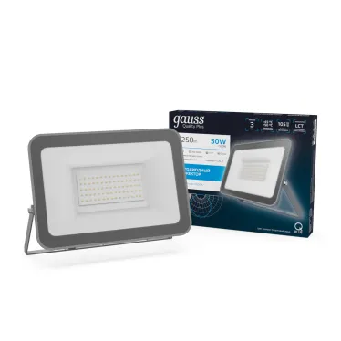 Прожектор светодиодный  Qplus 50W 4250lm 6500K 200-240V IP65 графитовый LED 1/10 | 690511350 | Gauss