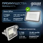 Прожектор светодиодный  Qplus 50W 4250lm 6500K 200-240V IP65 графитовый LED 1/10 | 690511350 | Gauss