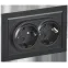 BRITE Розетка 2-ая с заземлением со шторками 16А в сборе РСш12-3-БрЧ черный | BR-R24-16-K02-F | IEK