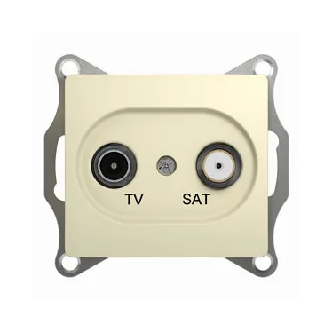 GLOSSA Розетка телевизионная TV-SAT проходная в рамку 4дБ бежевая