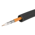 Электротруба ПНД гибкая гофрированная д.20мм цвет черный с кабелем SAT нг(А)-HF 25м