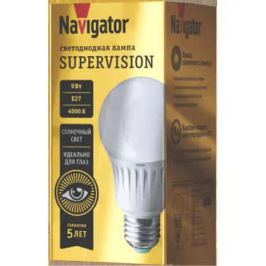 Лампа светодиодная NLL-A60-9-230-4K-E27-FR-SV | 80549 |  Navigator