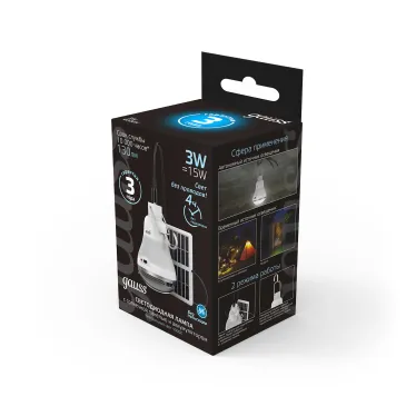 Лампа светодиодная Led A60 3W 130lm 4000K с солнечной панелью 1/40 | 902102203 | Gauss