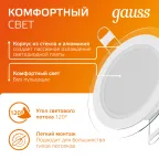 Светильник светодиодный встраиваемый круглый с декоративным стеклом 6W 3000K 1/40 | 947111106 | Gauss