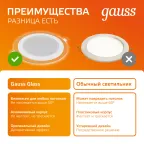 Светильник светодиодный круглый с декоративным стеклом,160х30, O118, 12W 3000K, 900лм | 947111112 | Gauss