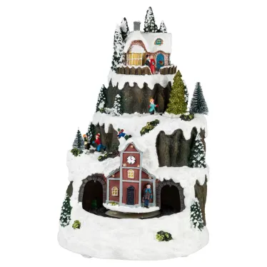 Фигура светодиодная новогодняя  EFIS-S07 композиция Рождество музыка теплый белый свет 3*АА 25*23*34 см | Б0060485 | ЭРА