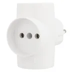 Тройник электрический 16 А без заземления белый | 11-1077 | REXANT