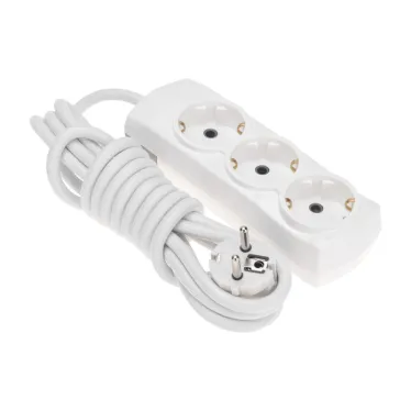 Удлинитель PREMIUM 3 гнезда, 3м, 3х1,5мм², с/з, белый | 13-4101 | REXANT