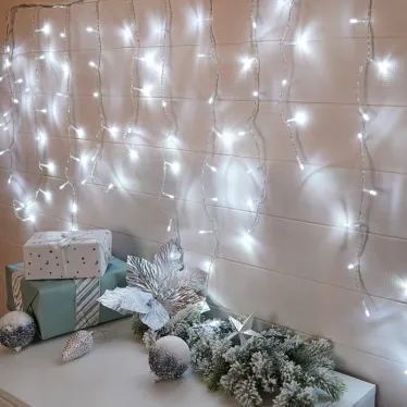 Гирлянда светодиодная "Бахрома" 3*0,8 м 200 LED БЕЛЫЕ, прозрачный ПВХ | 255-065 | NEON-NIGHT