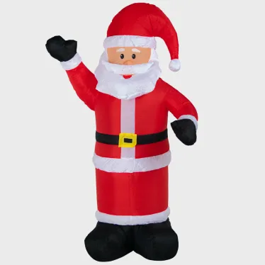 Фигура праздничная надувная 3D  "Дед Мороз приветствует", размер 180 см, внутр подсветка 5 диодов , компр/адапт 12В, IP 65  | 511-114 | NEON-NIGHT