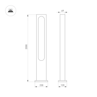Светильник LGD-MUSE-BOLL-H2000-18W Warm3000 (DG, 328 deg, 230V) (Arlight, IP65 Металл, 3 года) | 037522 | Arlight