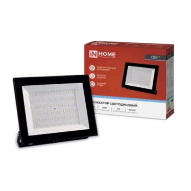 Прожектор светодиодный СДО-7 70Вт 230В 6500К IP65 черный | 4690612034645 | IN HOME