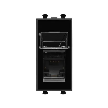 Компьютерная розетка "Черный квадрат" Avanti RJ-45 модульная, кат. 5е , 1 мод | 4402461 | DKC