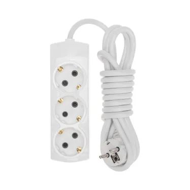 Удлинитель PREMIUM 3 гнезда, 3м, 3х1,5мм², с/з, белый | 13-4101 | REXANT