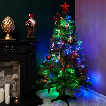 Гирлянда "Твинкл Лайт" 10 м, темно-зеленый ПВХ, 80 LED, цвет мультиколор | 303-049 | NEON-NIGHT