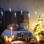 Гирлянда Сосульки 1,5х0,25 м, прозрачный провод, белый цвет свечения | 303-068 | NEON-NIGHT