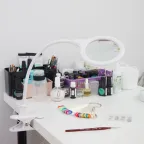 Лупа настольная 3D с подсветкой 30 LED, подставка+прищепка, белая | 31-0247 | REXANT